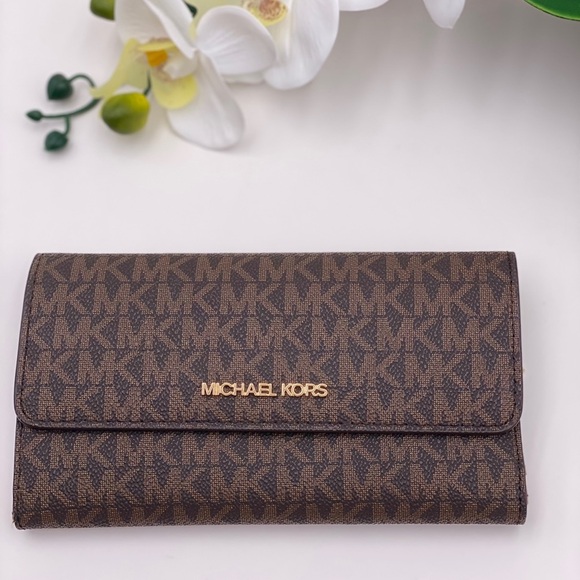 Michael Kors Trifold Wallet Signature Brown - Picture 11 of 12